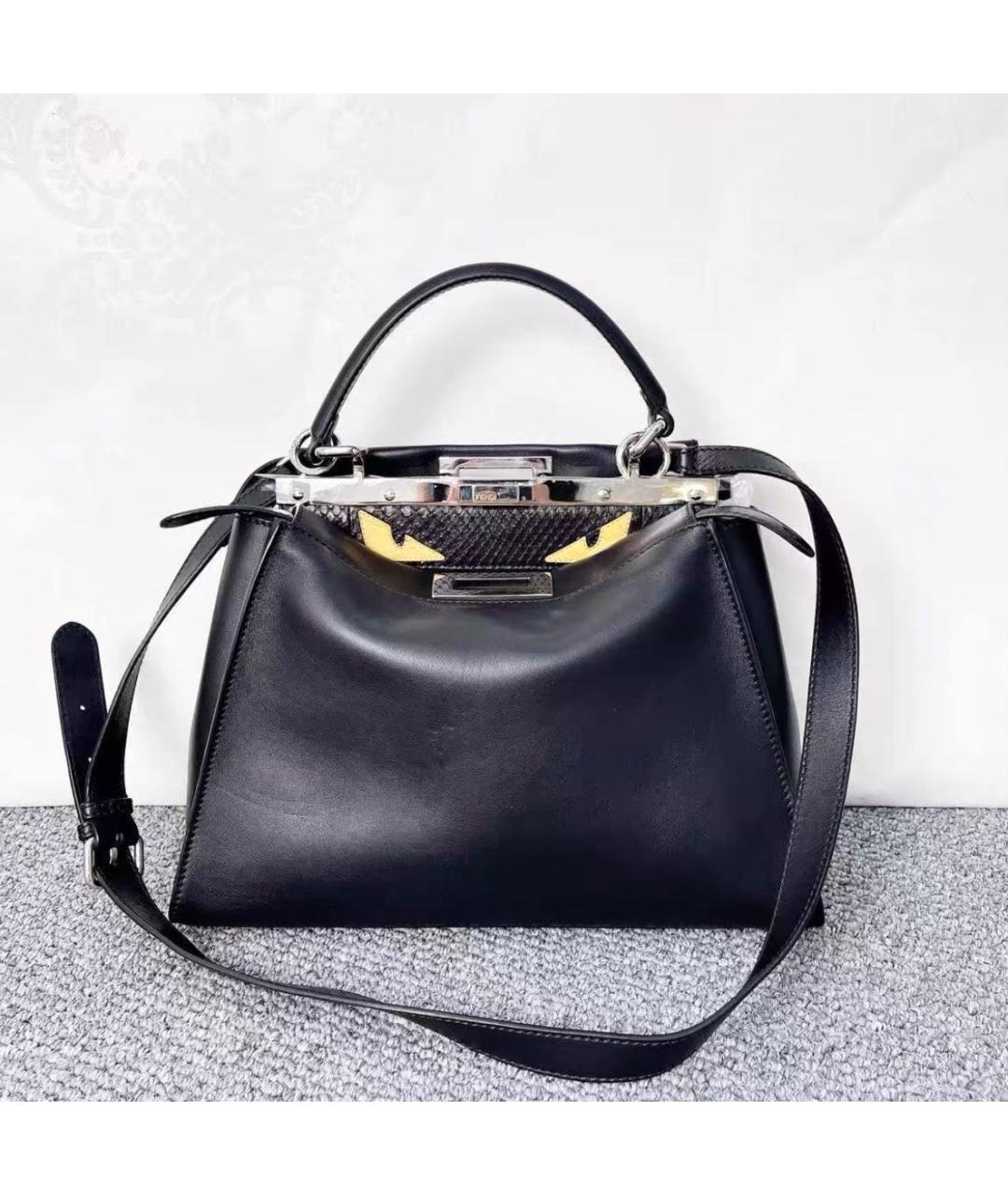 FENDI Черная кожаная сумка тоут, фото 7