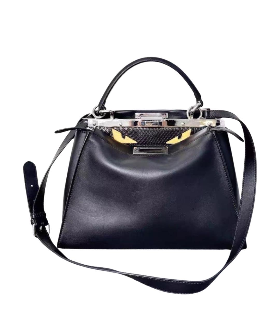 FENDI Черная кожаная сумка тоут, фото 1