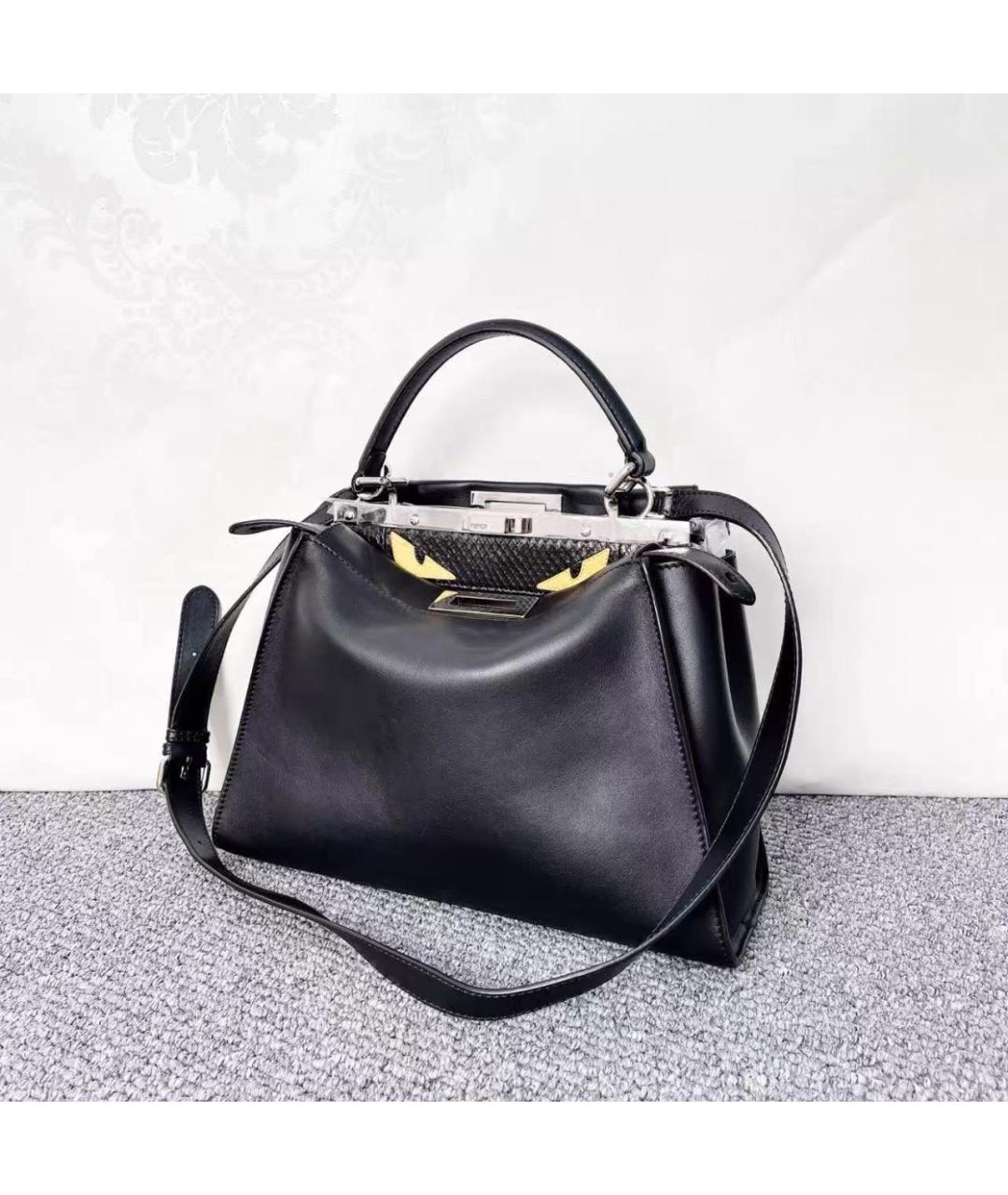 FENDI Черная кожаная сумка тоут, фото 3