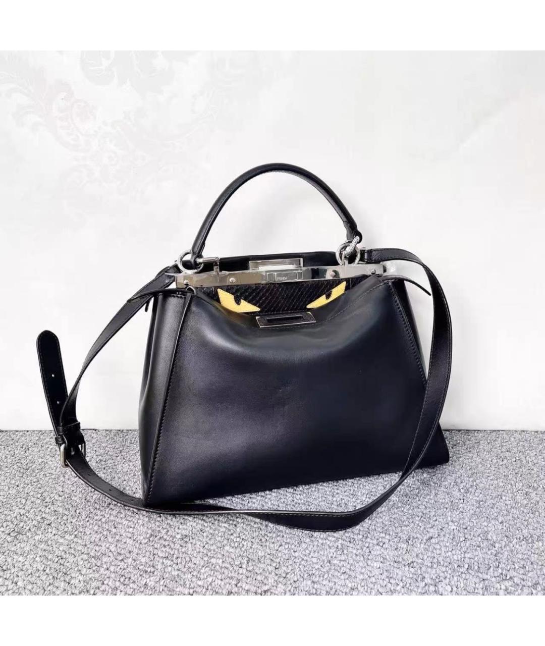 FENDI Черная кожаная сумка тоут, фото 2