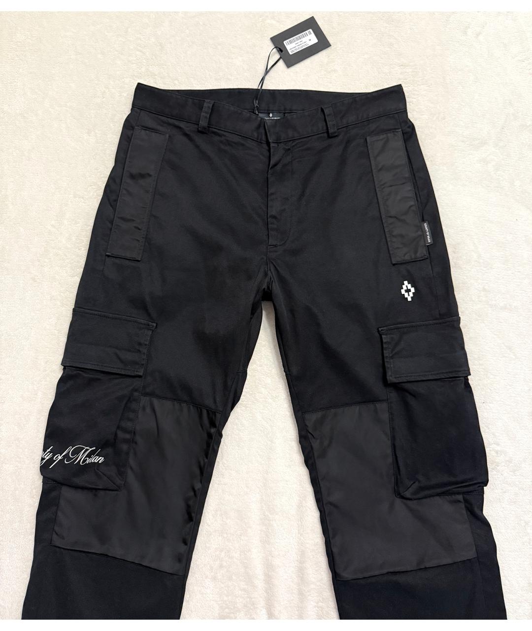 MARCELO BURLON Черные хлопковые повседневные брюки, фото 5