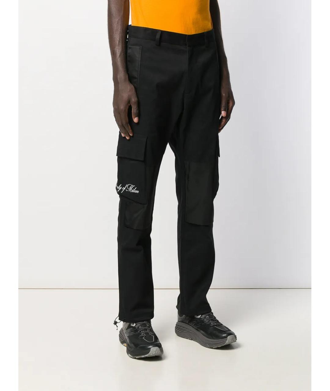 MARCELO BURLON Черные хлопковые повседневные брюки, фото 8