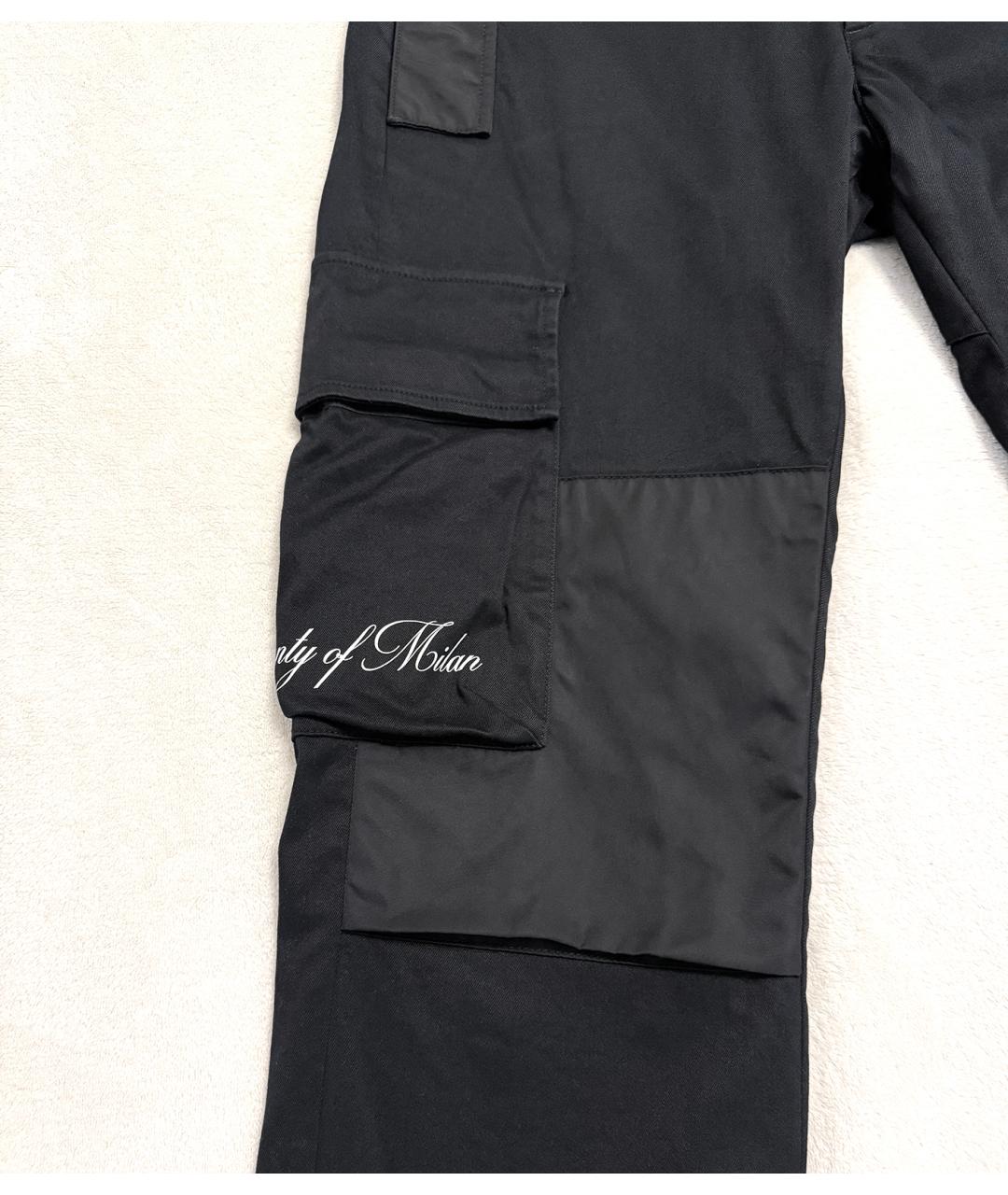 MARCELO BURLON Черные хлопковые повседневные брюки, фото 4