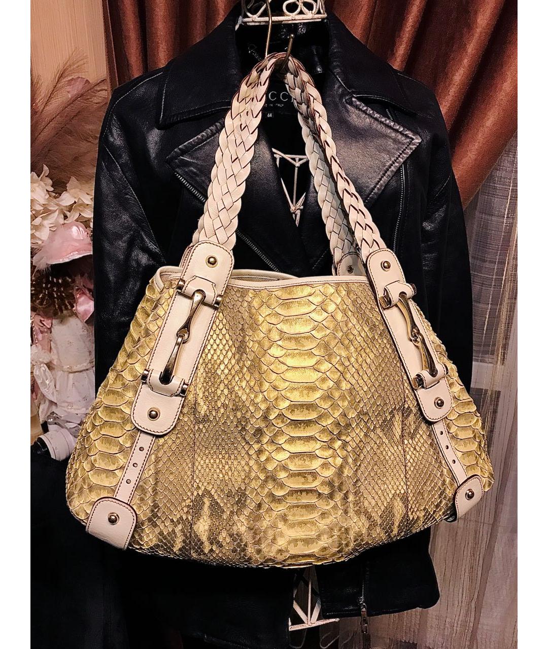 GUCCI Золотая сумка тоут из экзотической кожи, фото 9