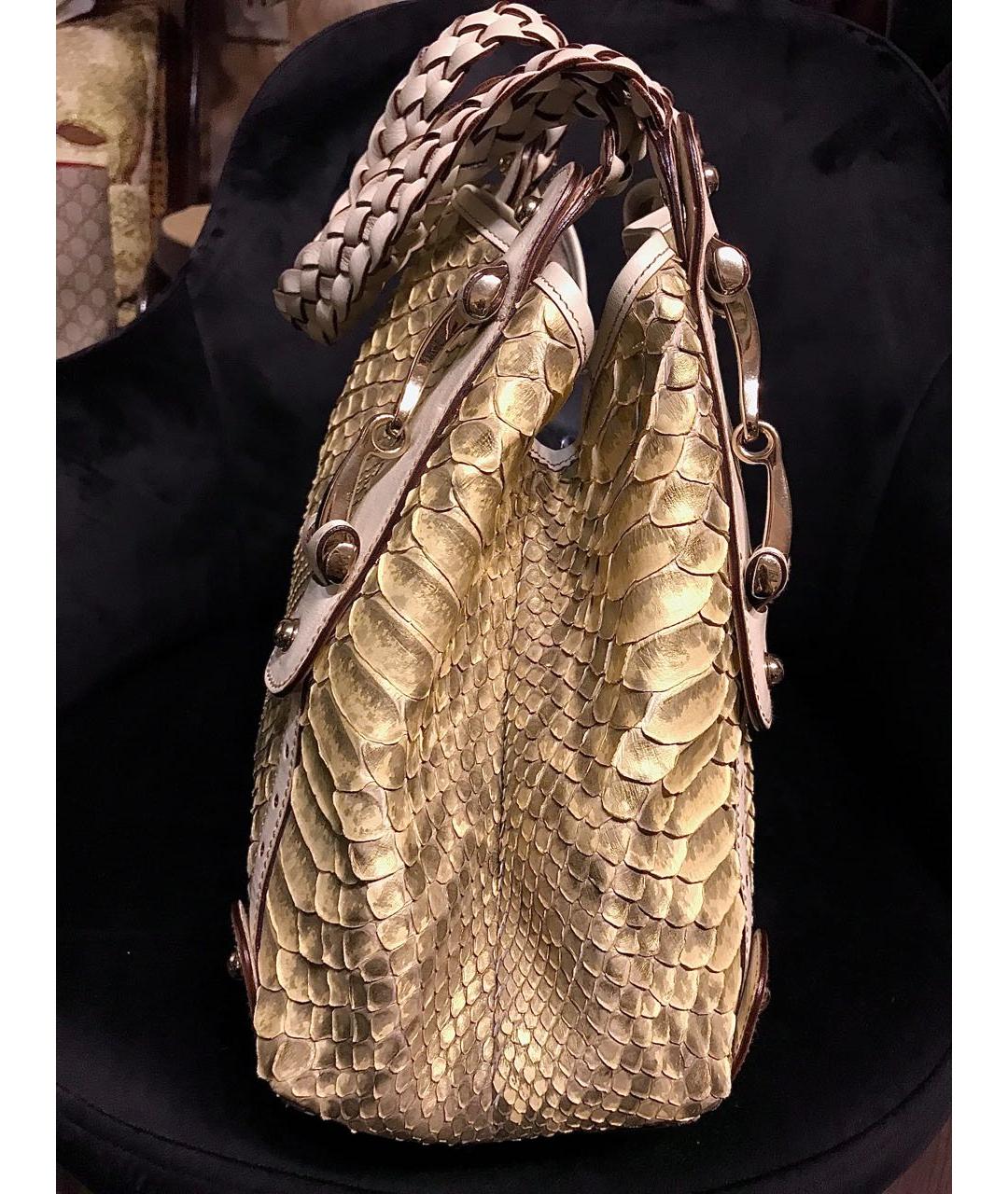 GUCCI Золотая сумка тоут из экзотической кожи, фото 6