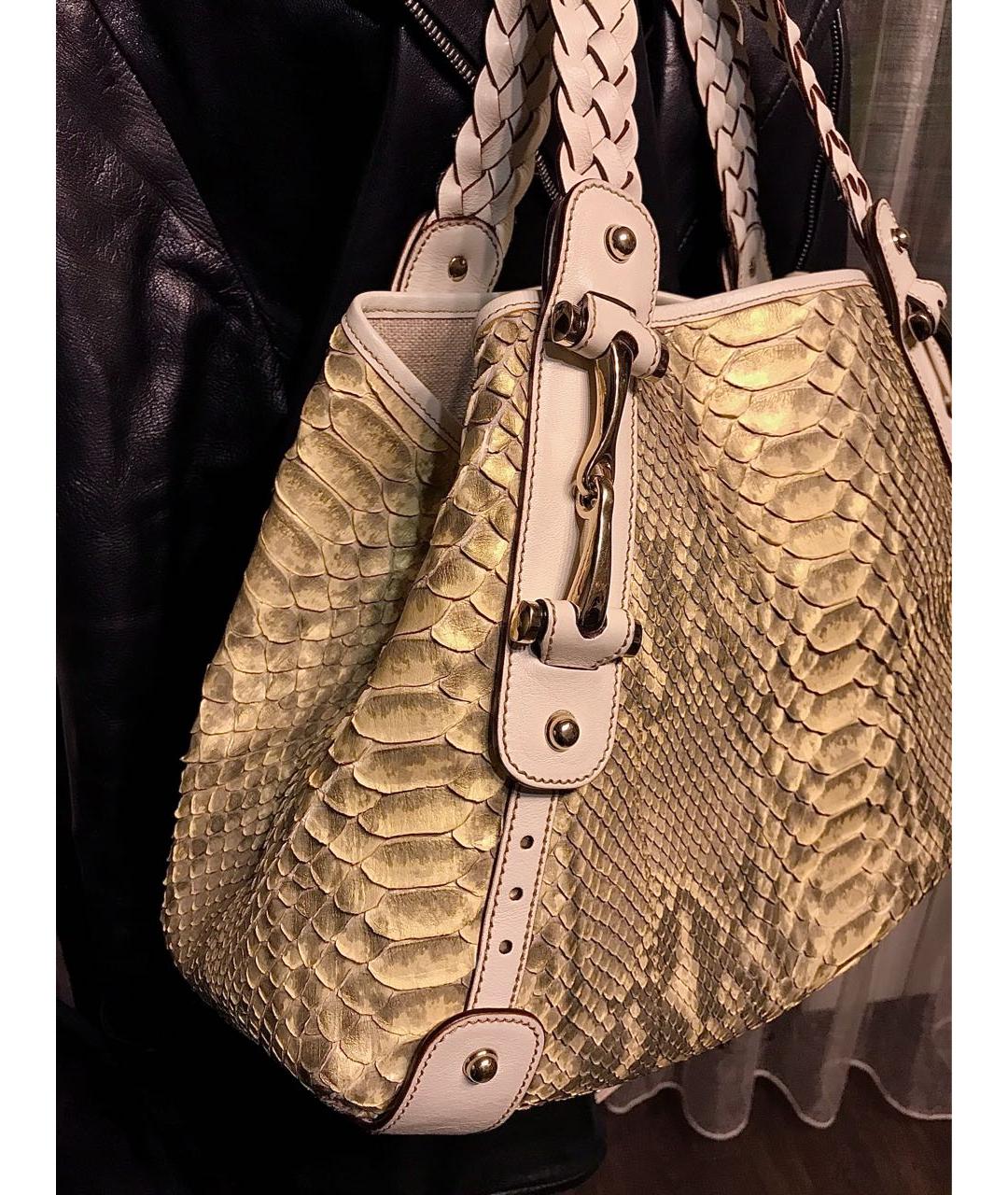 GUCCI Золотая сумка тоут из экзотической кожи, фото 2
