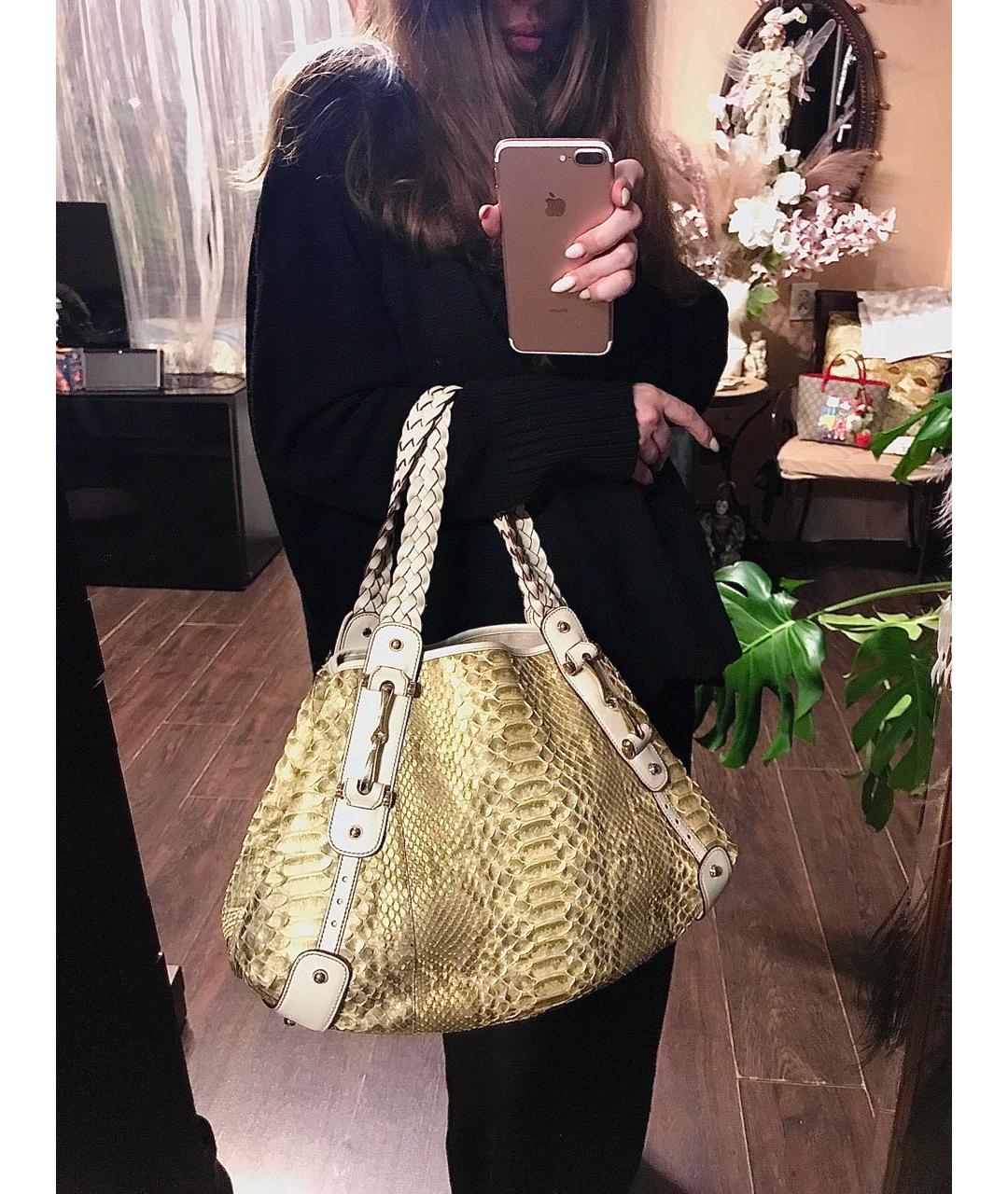 GUCCI Золотая сумка тоут из экзотической кожи, фото 8