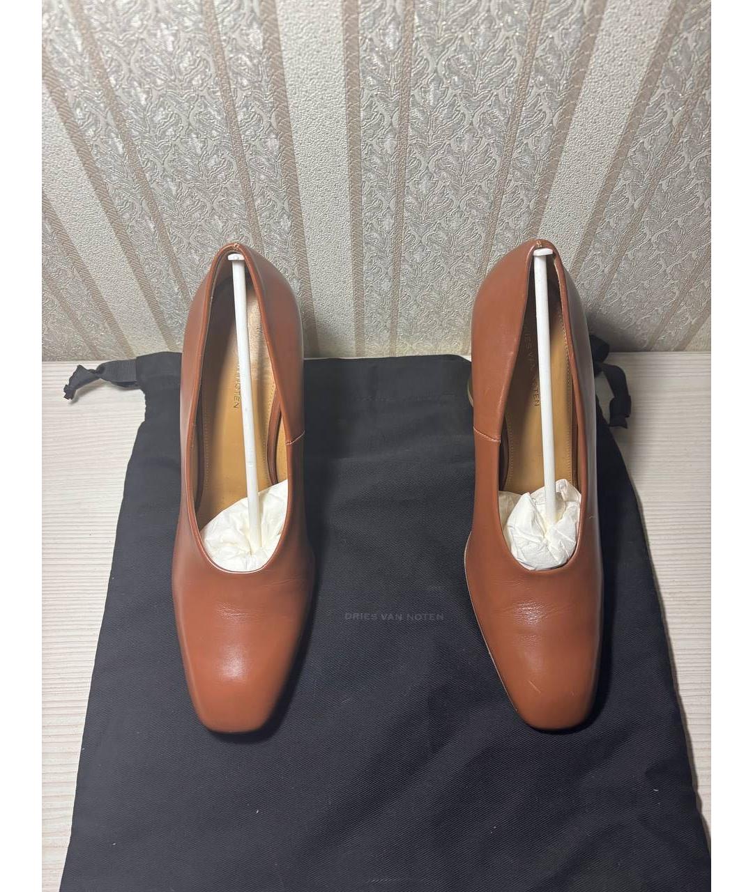 DRIES VAN NOTEN Коричневые кожаные туфли, фото 4