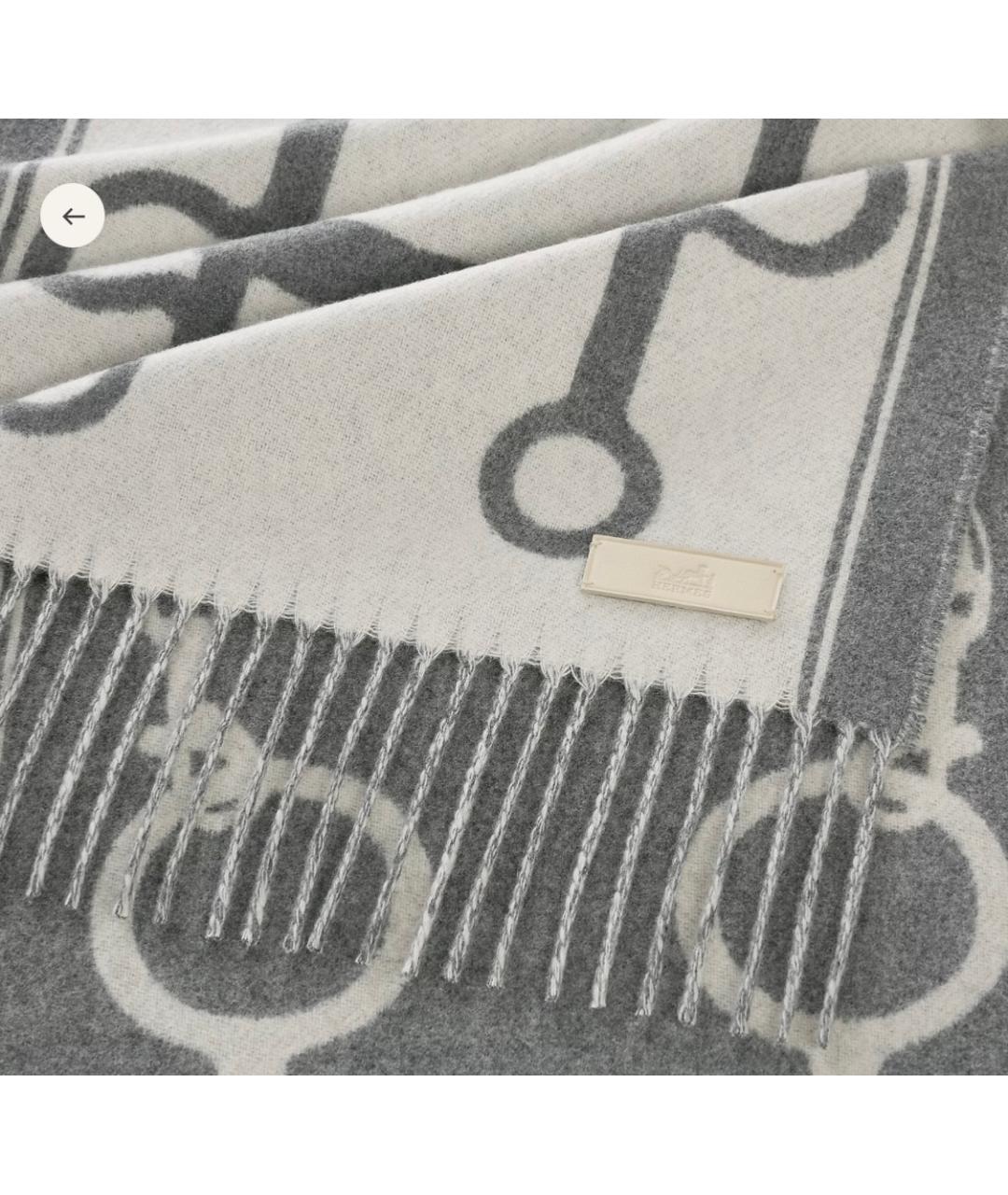 HERMES Серый кашемировый шарф, фото 3