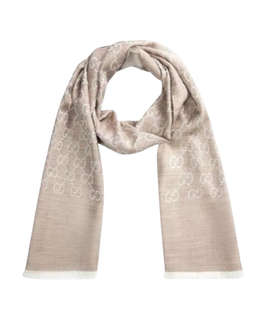 GUCCI Бежевый шерстяной шарф, фото 1