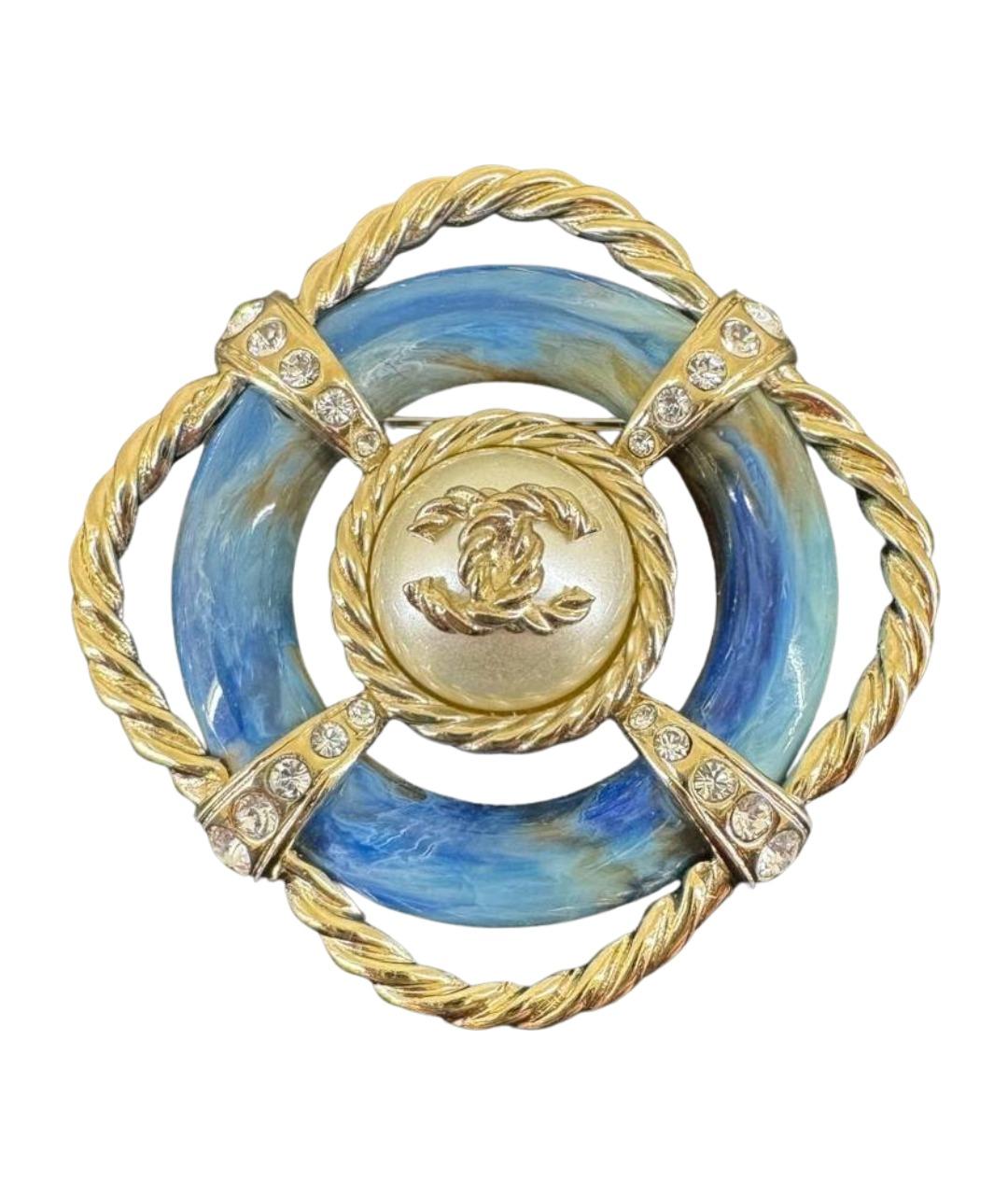 CHANEL Голубая металлическая булавка / брошь, фото 1