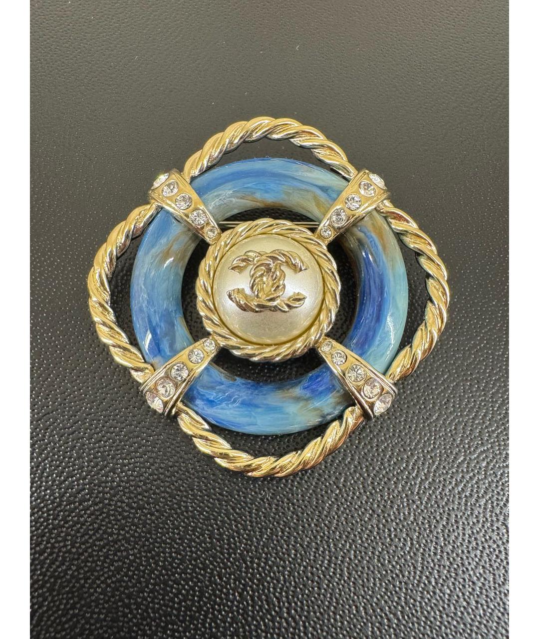 CHANEL Голубая металлическая булавка / брошь, фото 6