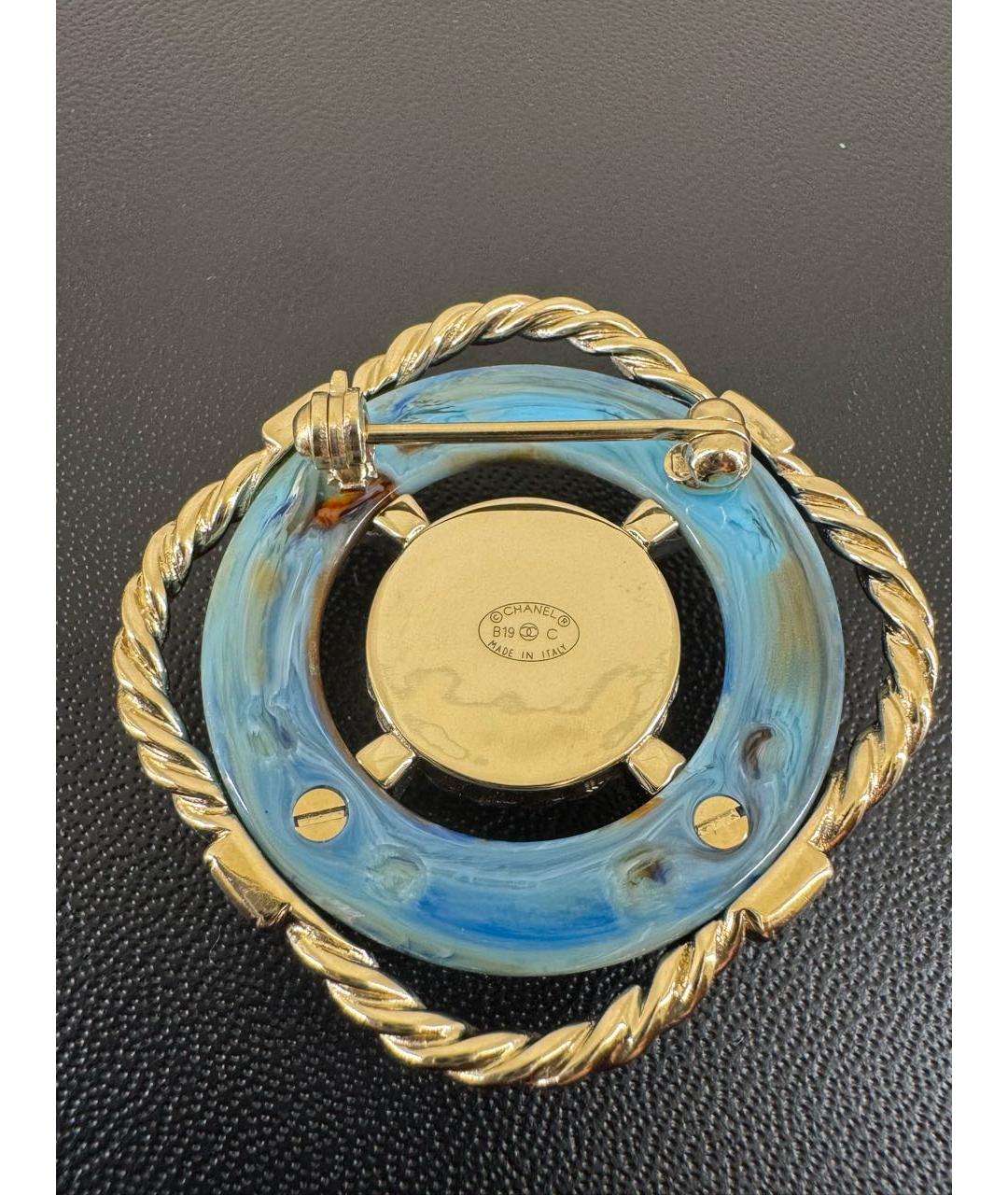 CHANEL Голубая металлическая булавка / брошь, фото 3