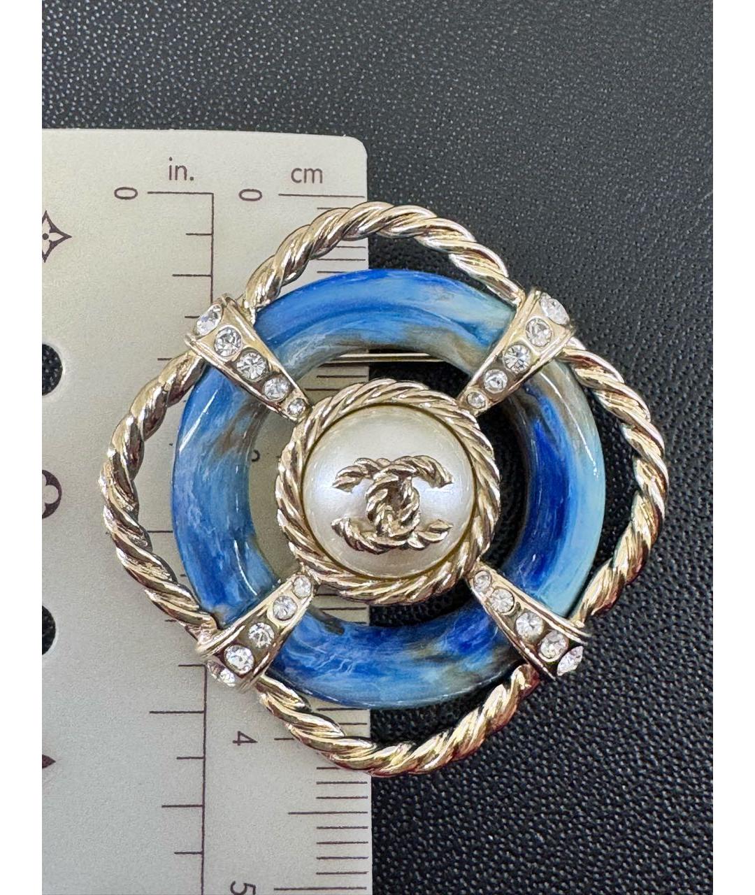 CHANEL Голубая металлическая булавка / брошь, фото 4