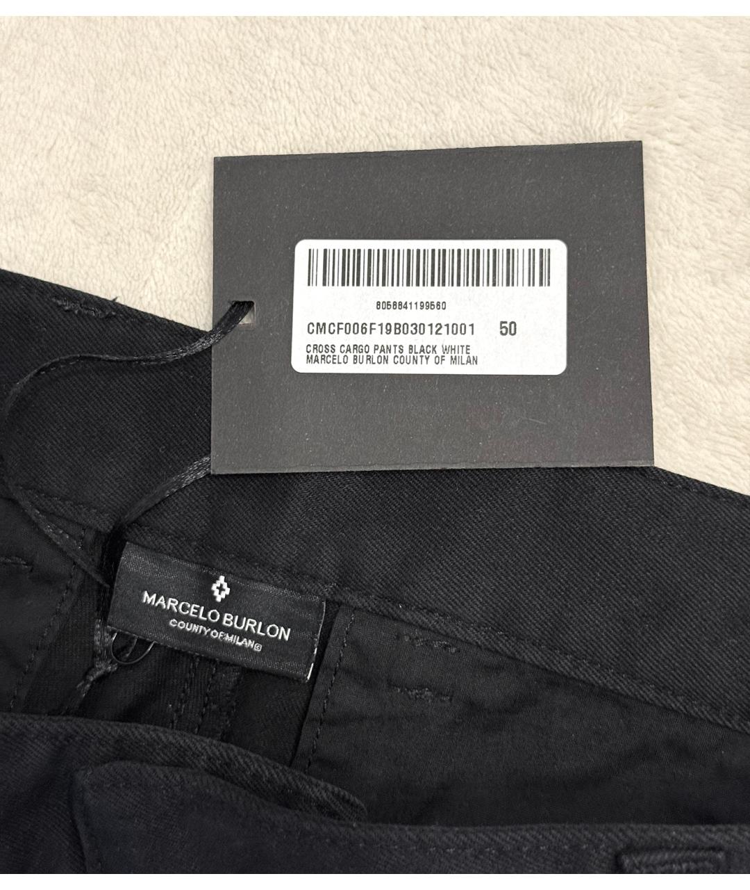 MARCELO BURLON Черные хлопковые брюки широкие, фото 6