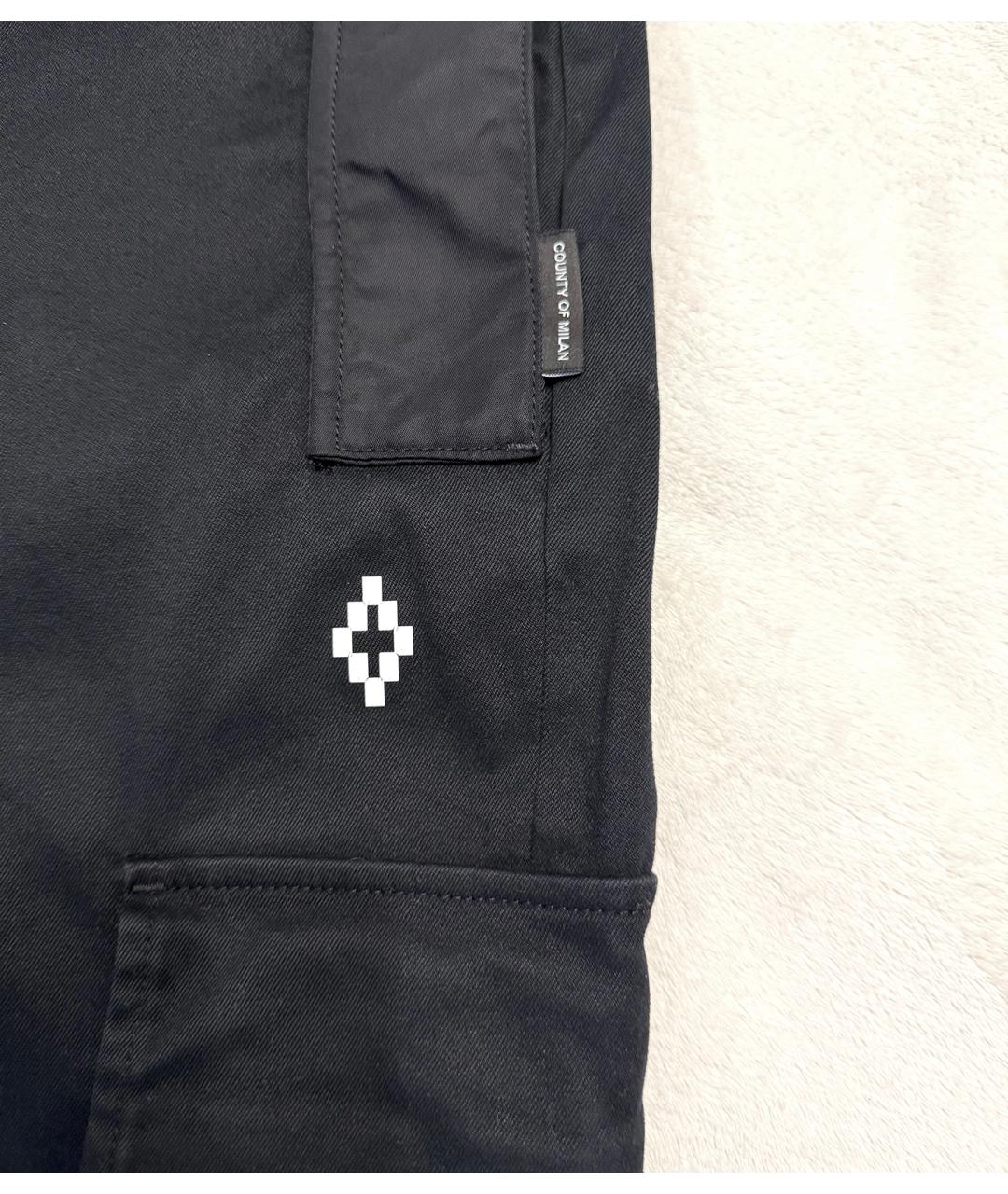 MARCELO BURLON Черные хлопковые брюки широкие, фото 4