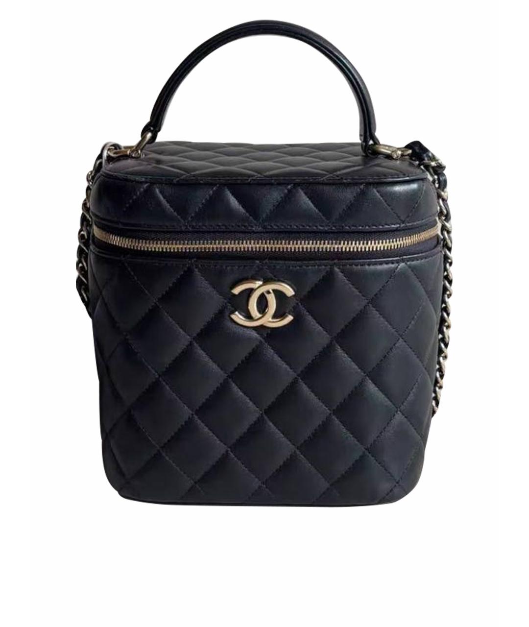 CHANEL Черная кожаная сумка с короткими ручками, фото 1