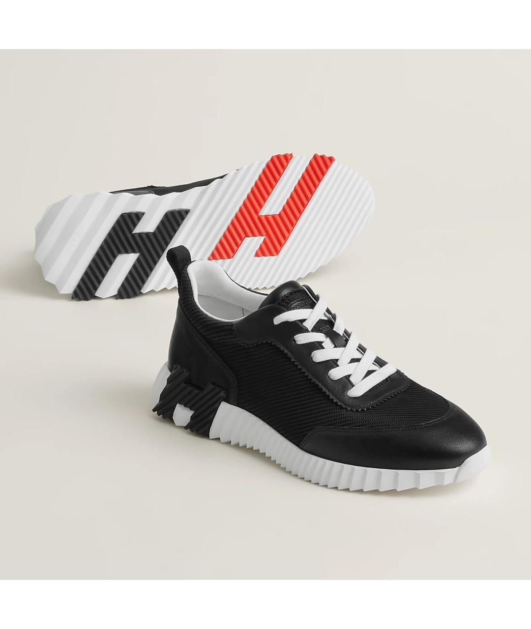 HERMES Черные текстильные низкие кроссовки / кеды, фото 2