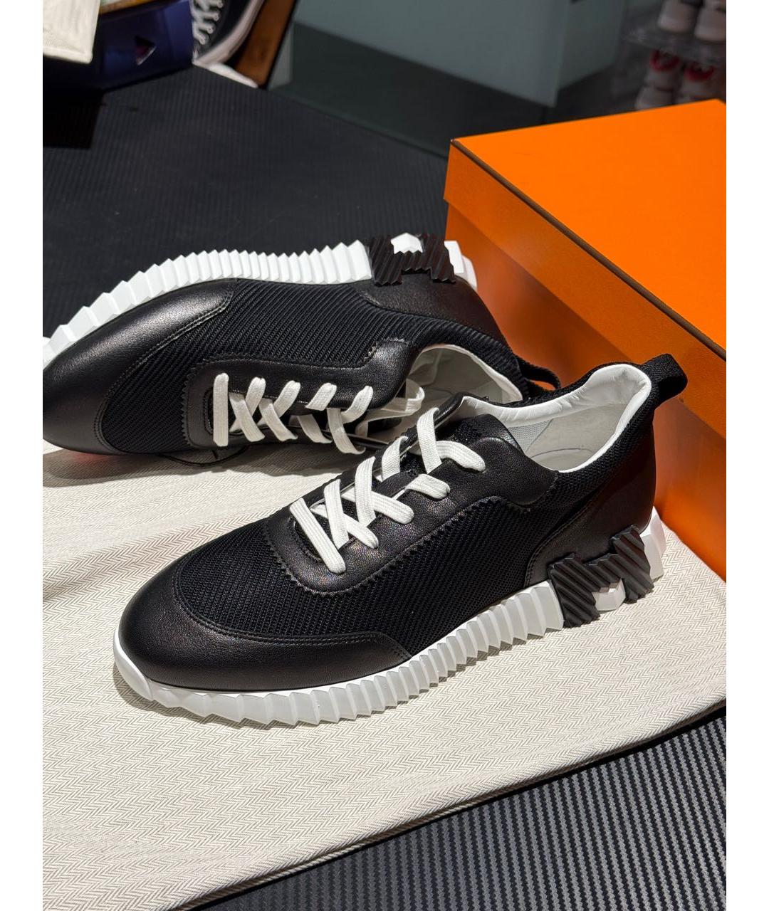 HERMES Черные текстильные низкие кроссовки / кеды, фото 4