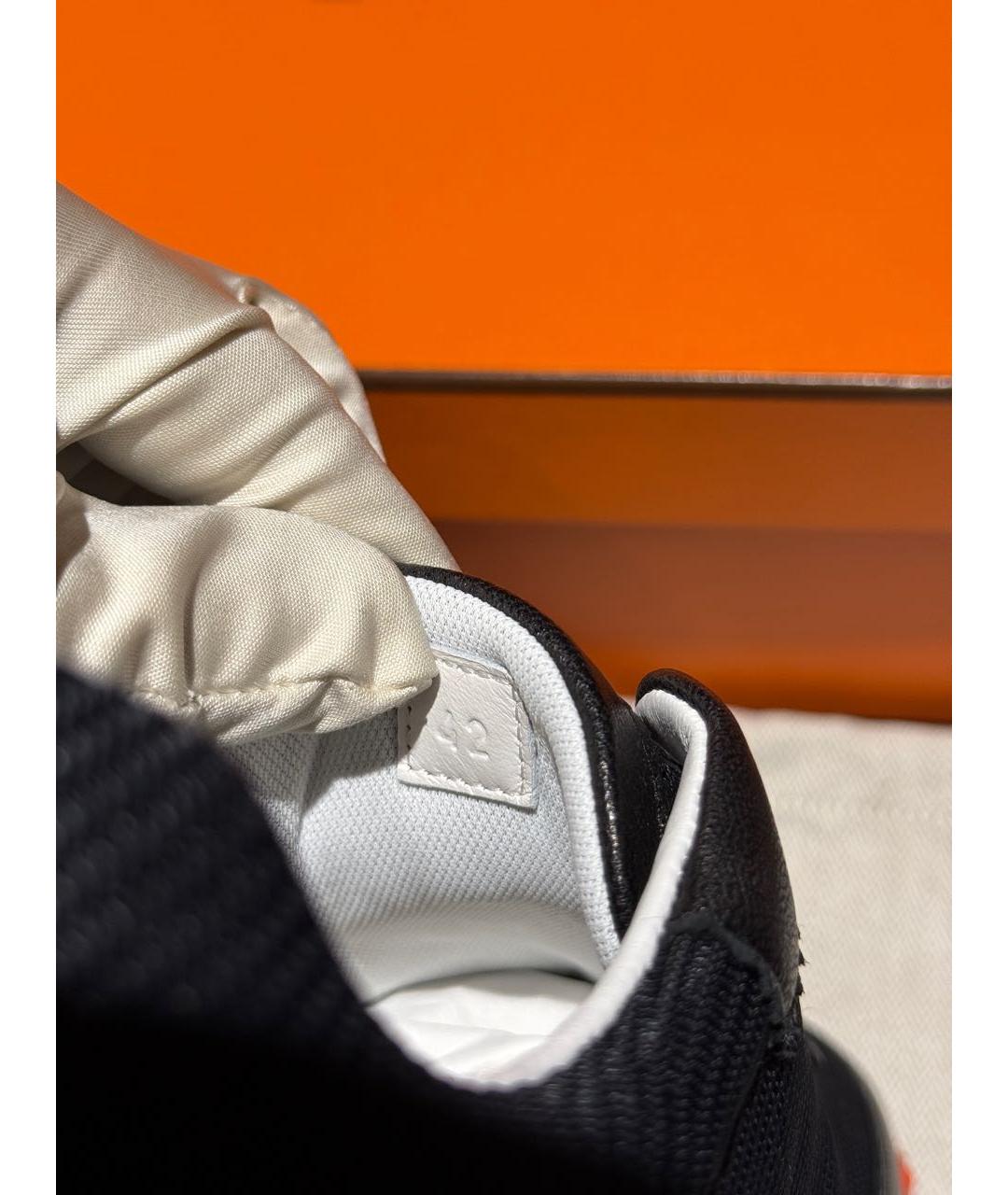 HERMES Черные текстильные низкие кроссовки / кеды, фото 6