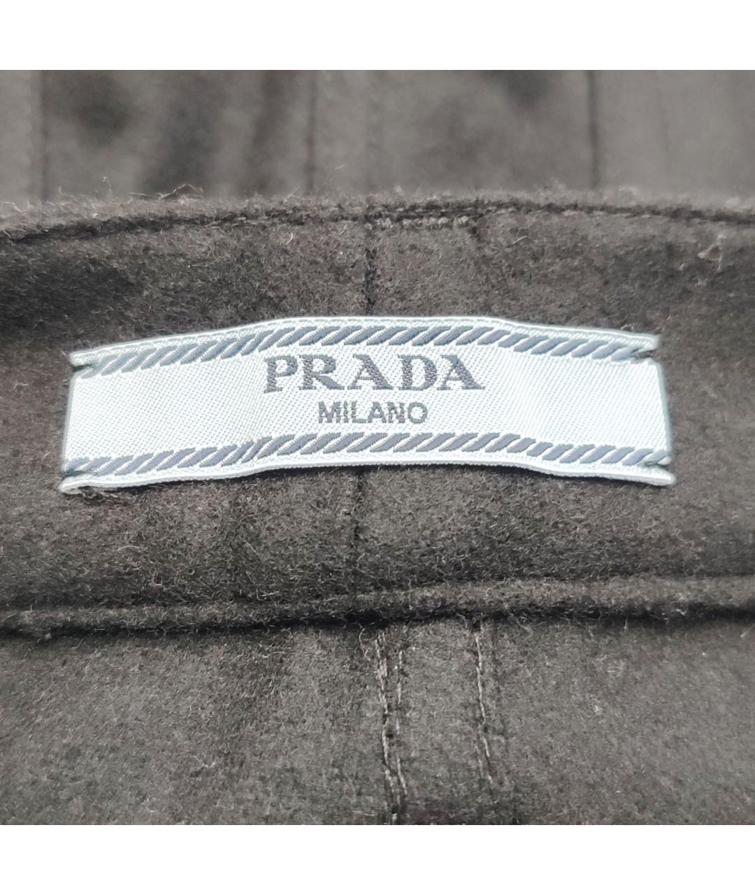 PRADA Черные шерстяные прямые брюки, фото 5