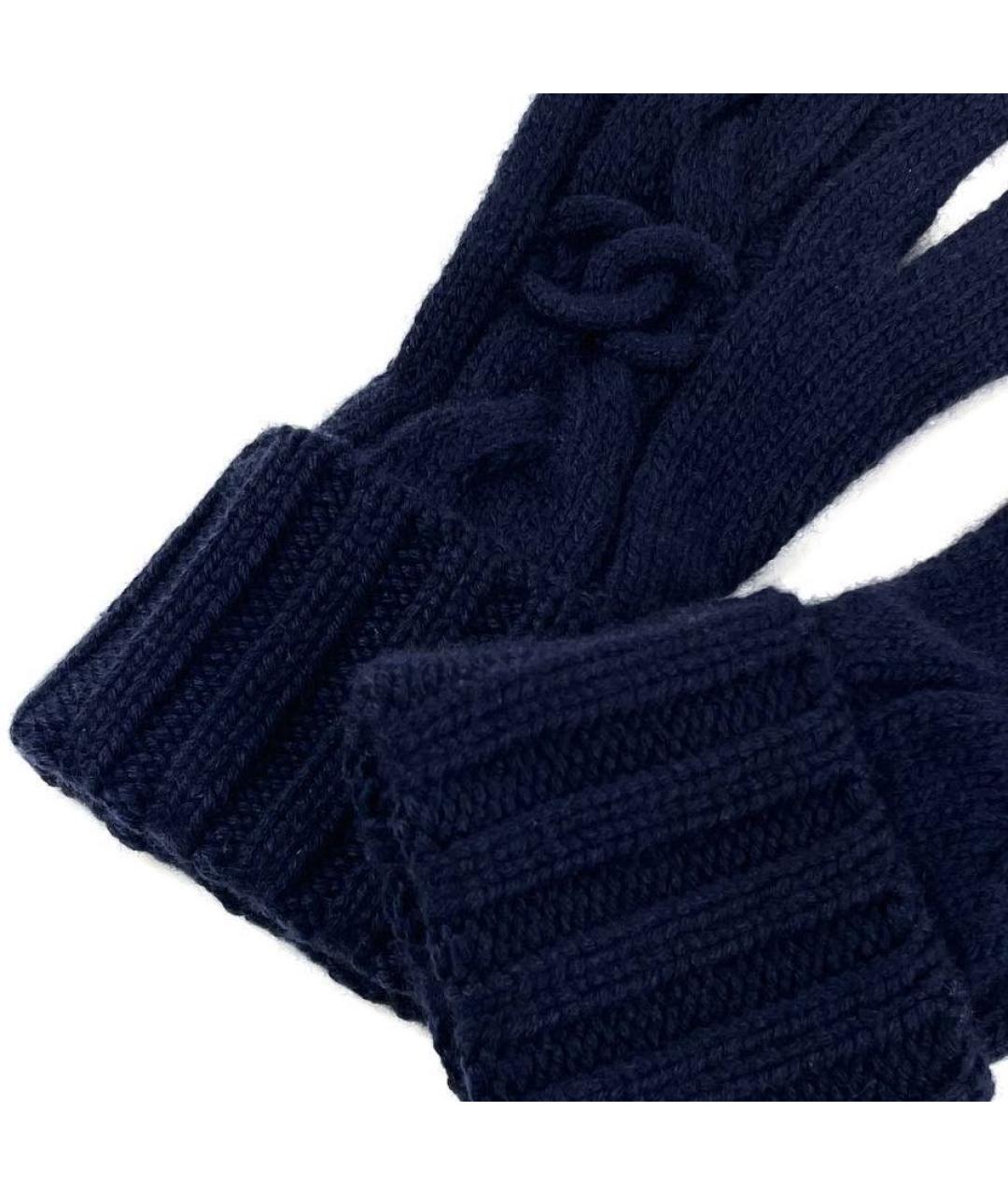 CHANEL Темно-синие кашемировые перчатки, фото 3