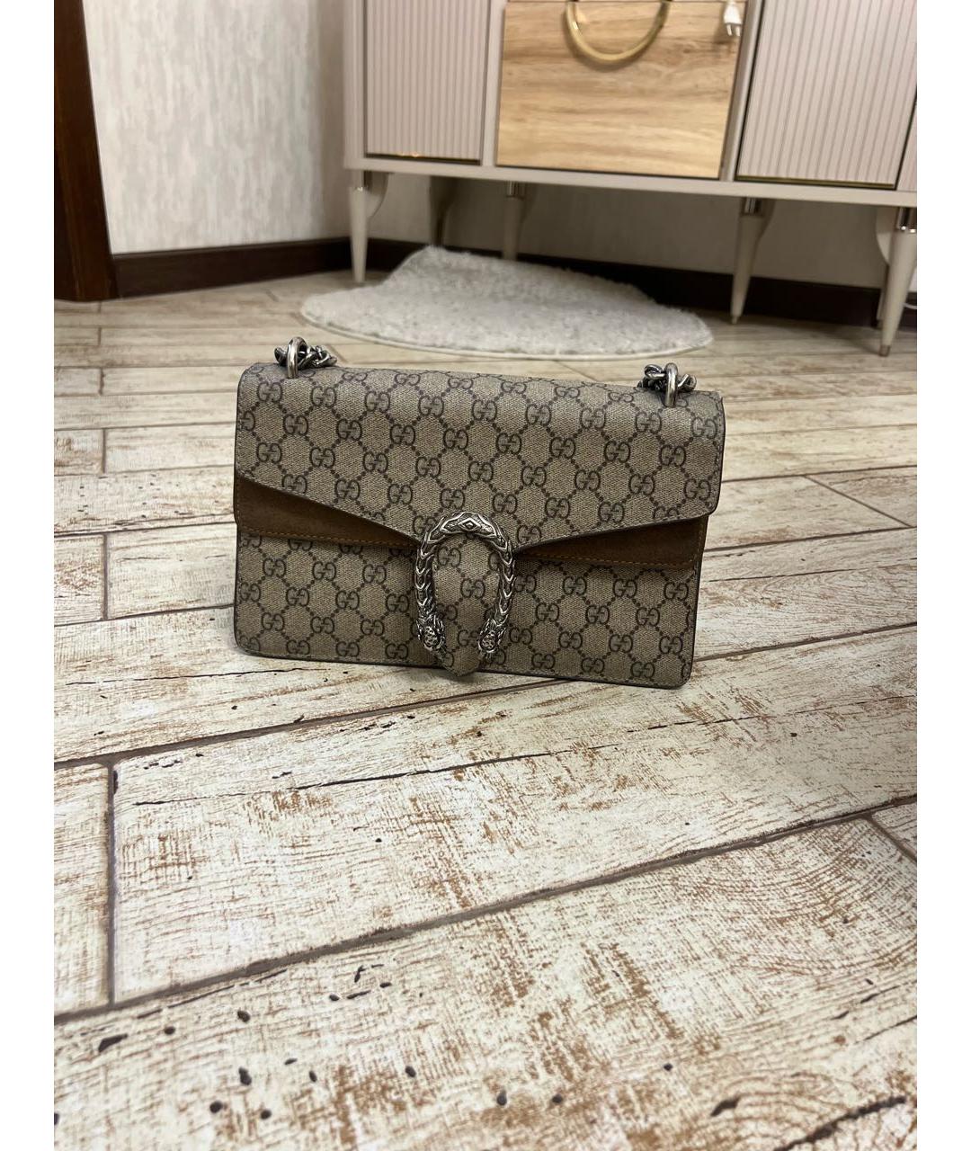 GUCCI Бежевая кожаная сумка через плечо, фото 8