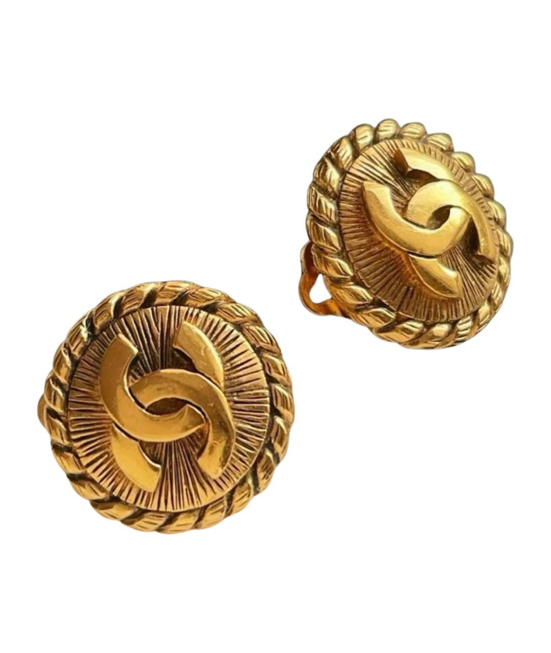 CHANEL Золотые металлические клипсы, фото 1