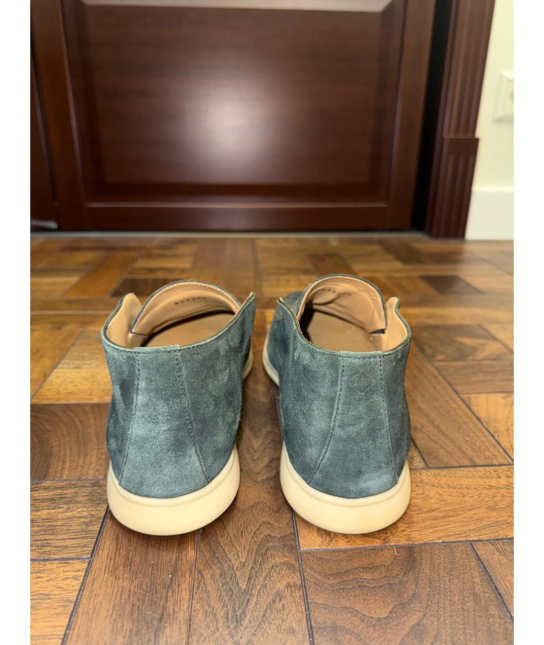 LORO PIANA Зеленые замшевые лоферы, фото 4