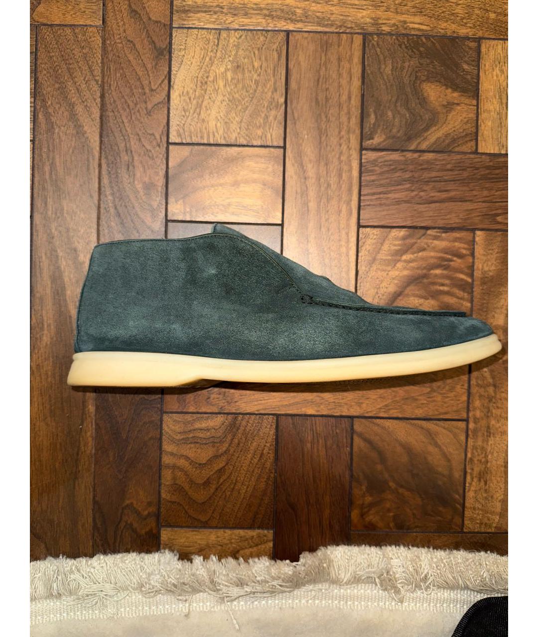 LORO PIANA Зеленые замшевые лоферы, фото 6