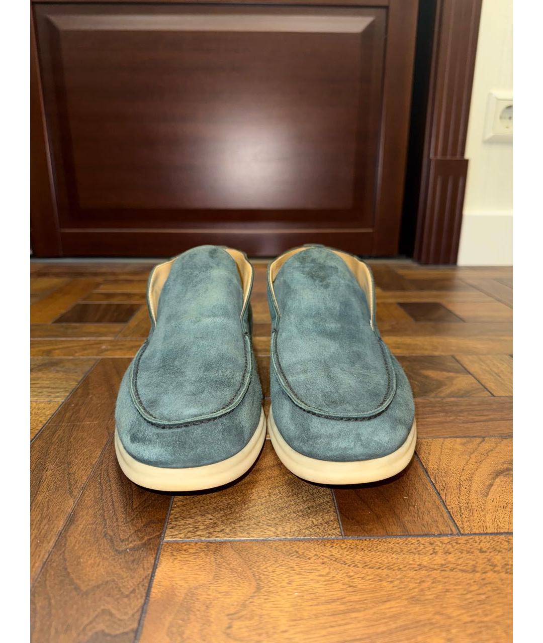 LORO PIANA Зеленые замшевые лоферы, фото 2