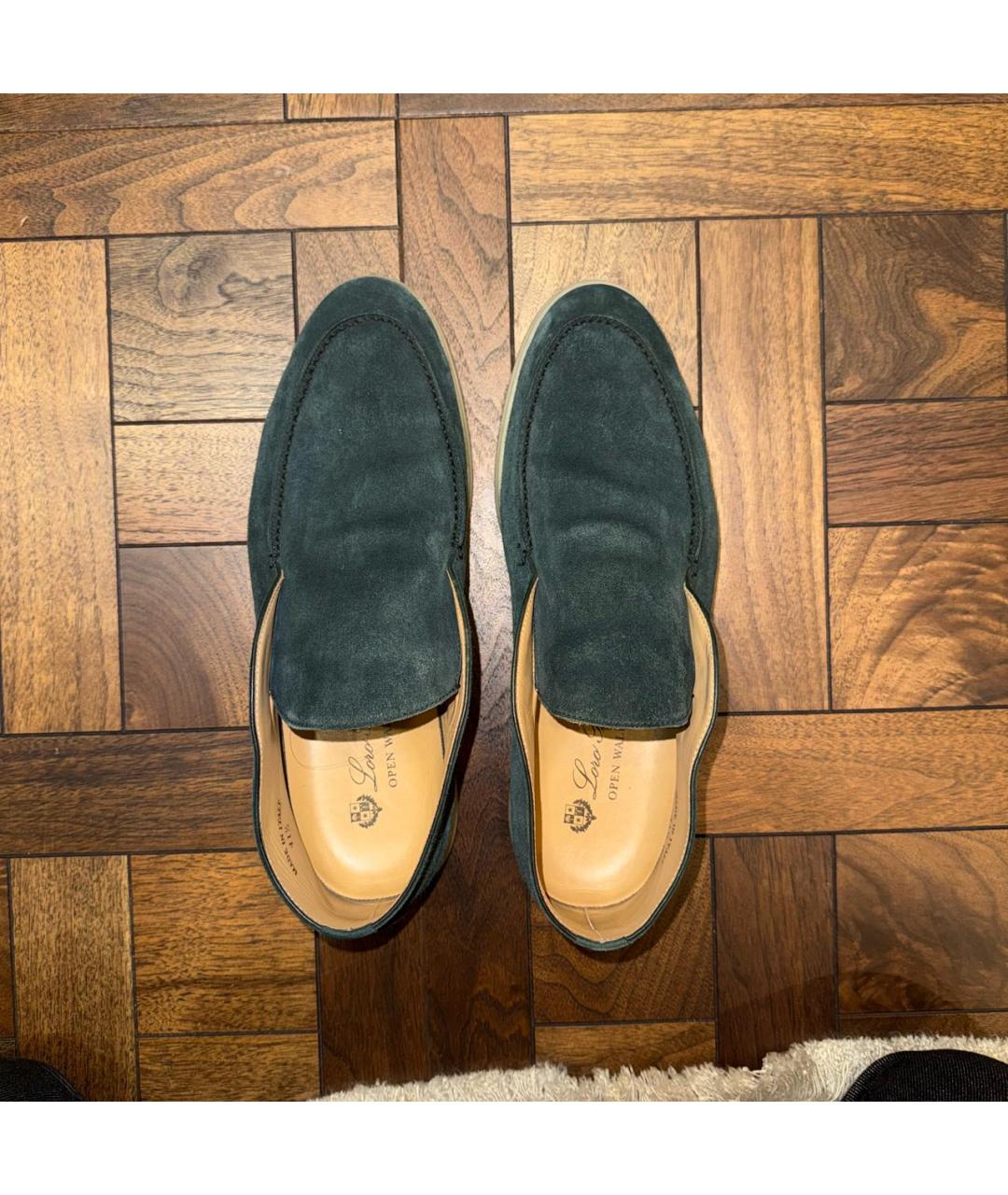 LORO PIANA Зеленые замшевые лоферы, фото 3