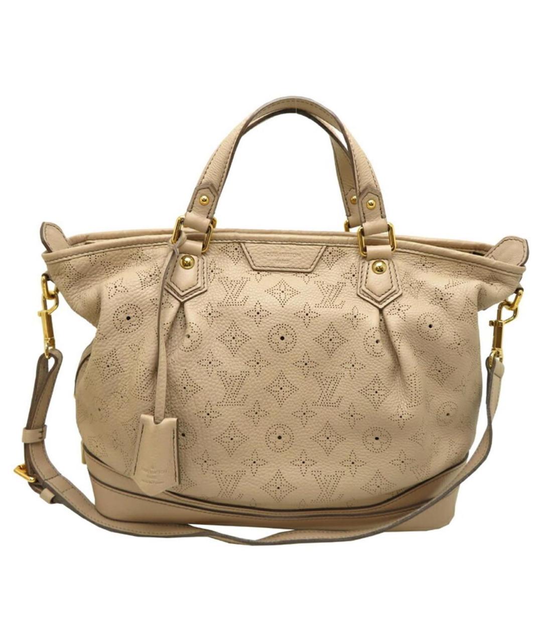 LOUIS VUITTON Бежевая кожаная сумка с короткими ручками, фото 1