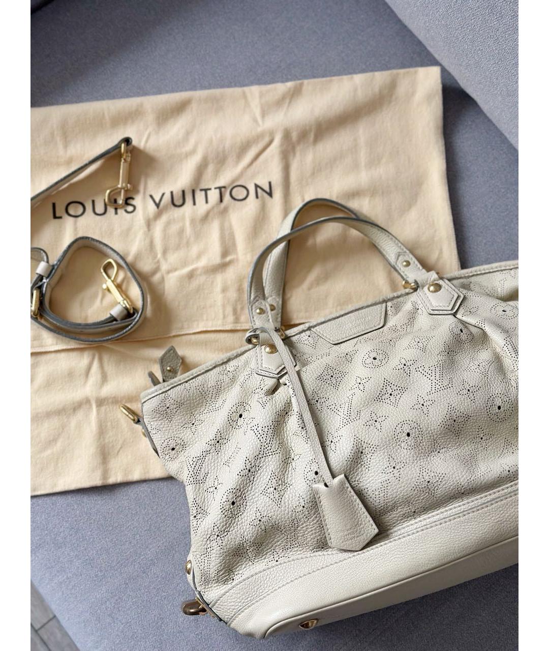 LOUIS VUITTON Бежевая кожаная сумка с короткими ручками, фото 2