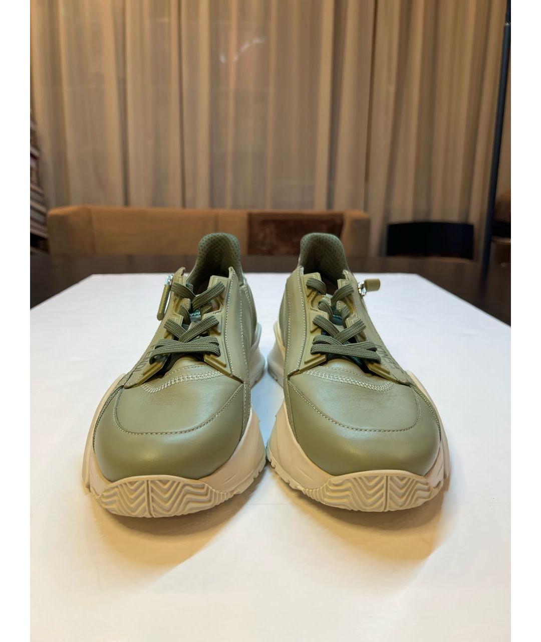 FENDI Салатовые кожаные кроссовки, фото 2
