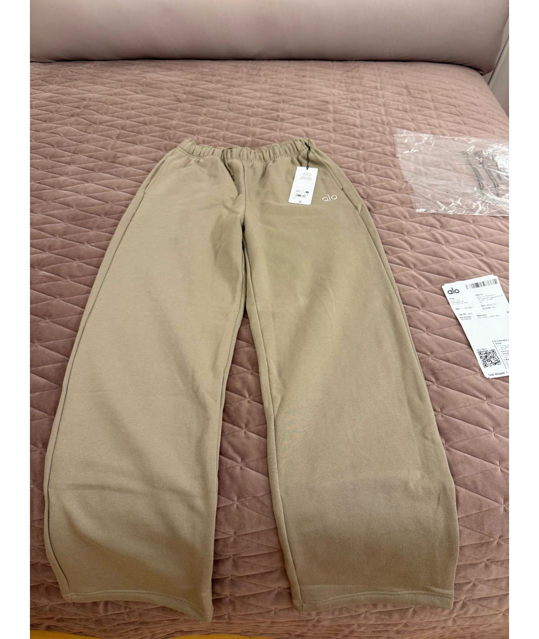 ALO YOGA Бежевые хлопковые спортивные брюки и шорты, фото 7