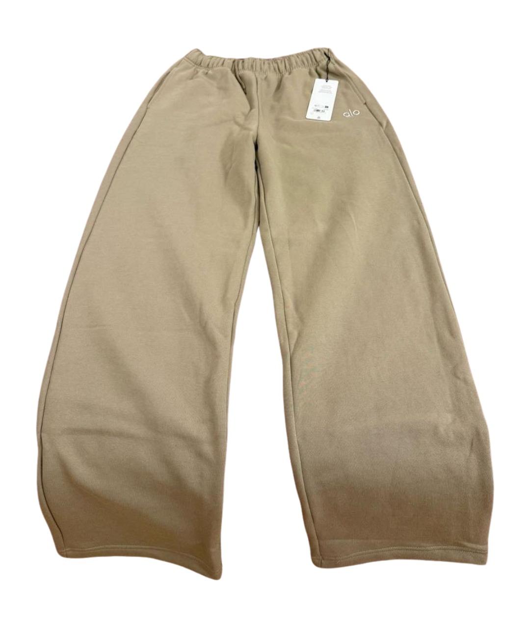 ALO YOGA Бежевые хлопковые спортивные брюки и шорты, фото 2