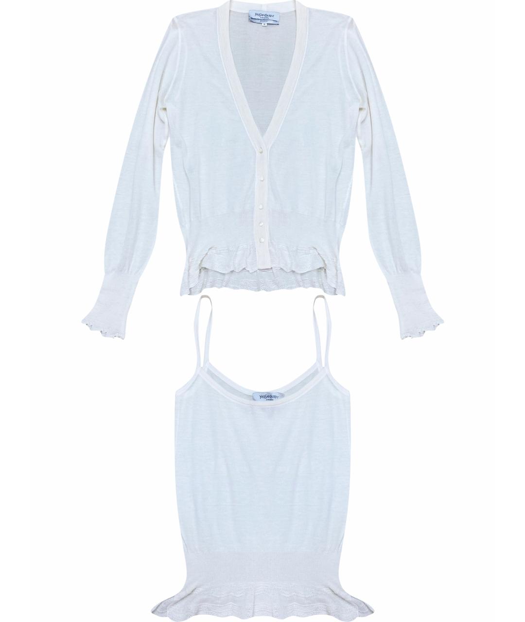 SAINT LAURENT Белый кашемировый кардиган, фото 1