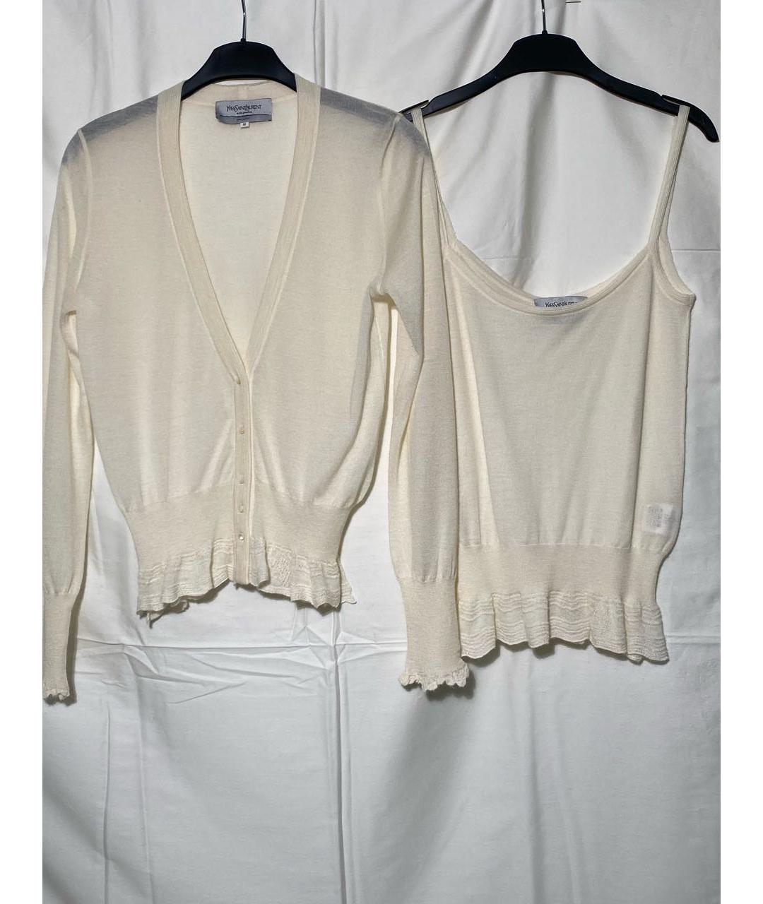 SAINT LAURENT Белый кашемировый кардиган, фото 5