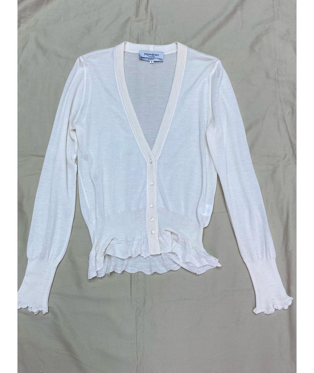 SAINT LAURENT Белый кашемировый кардиган, фото 7