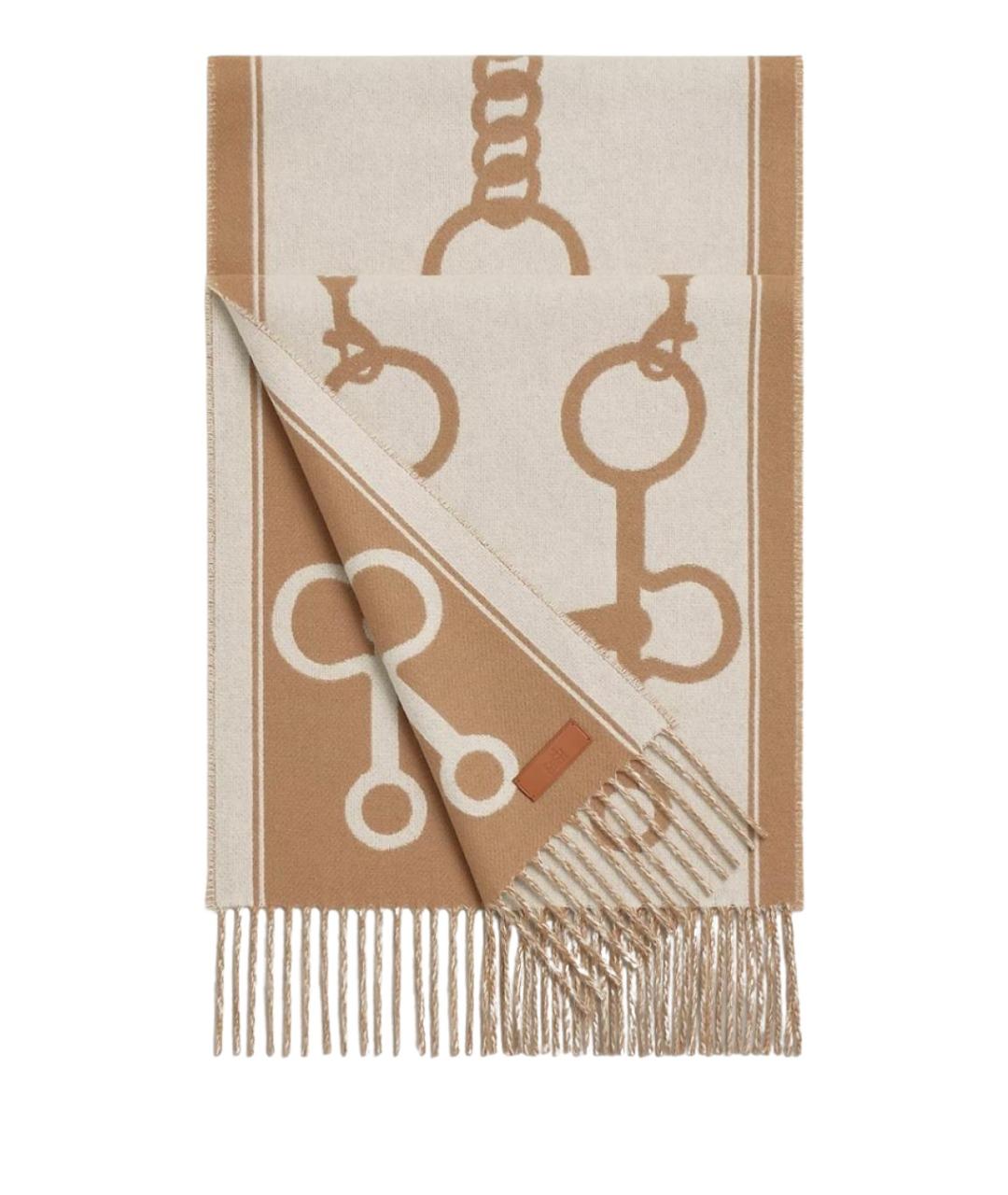 HERMES Бежевый кашемировый шарф, фото 1