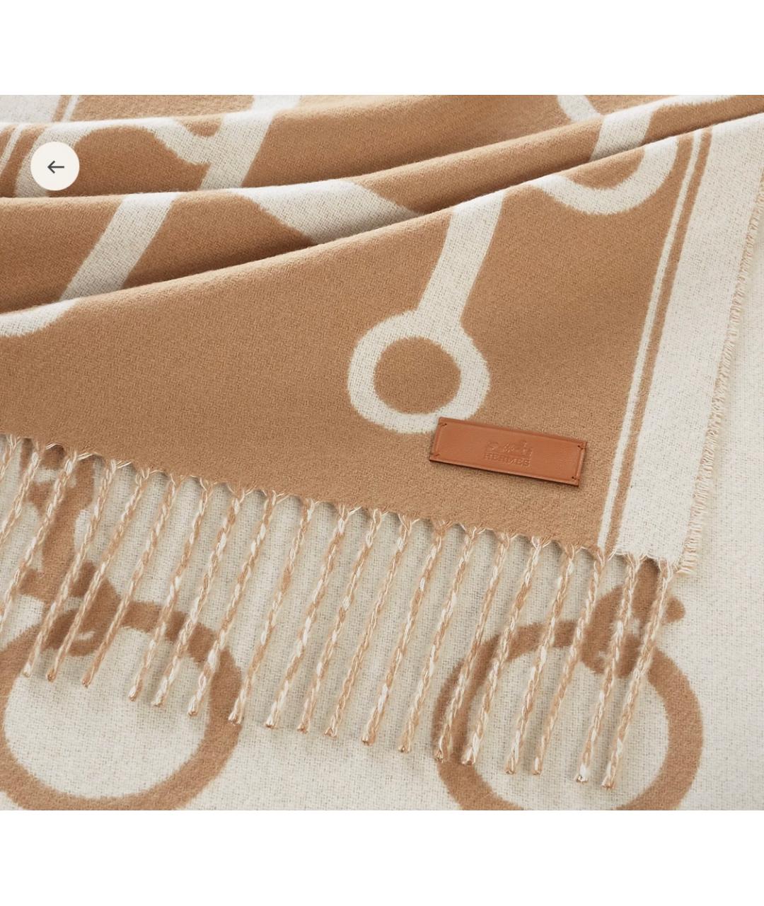 HERMES Бежевый кашемировый шарф, фото 3