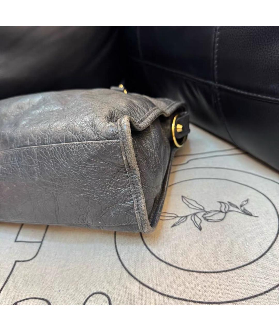 BALENCIAGA Черная кожаная сумка тоут, фото 7