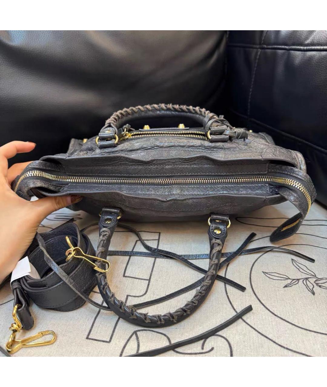 BALENCIAGA Черная кожаная сумка тоут, фото 5