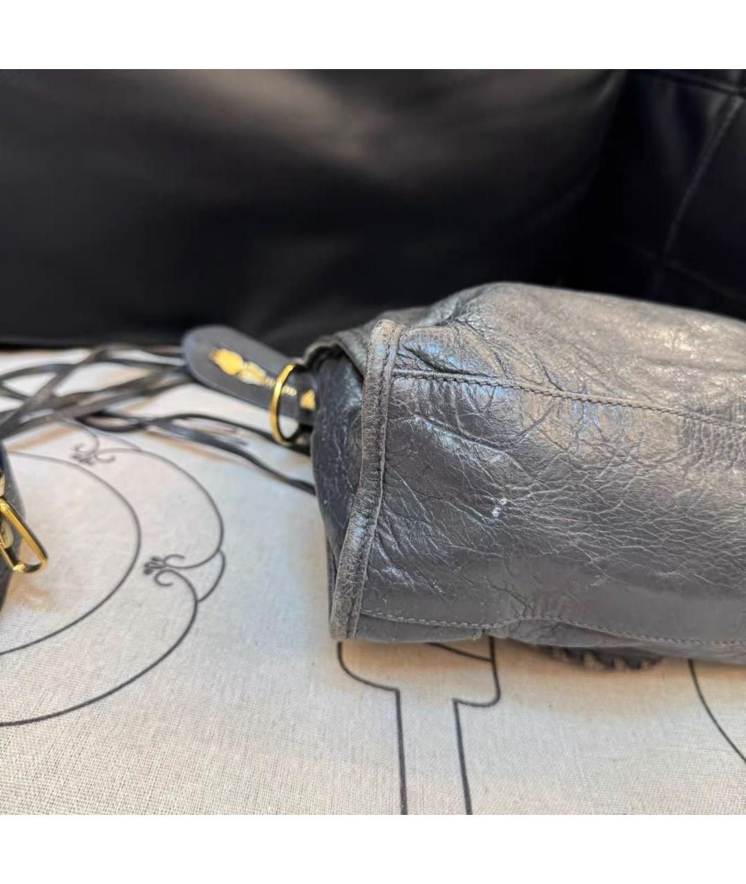 BALENCIAGA Черная кожаная сумка тоут, фото 8