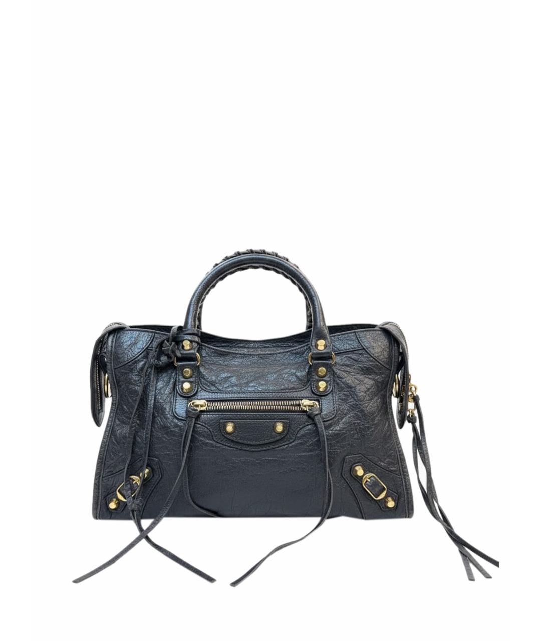 BALENCIAGA Черная кожаная сумка тоут, фото 1