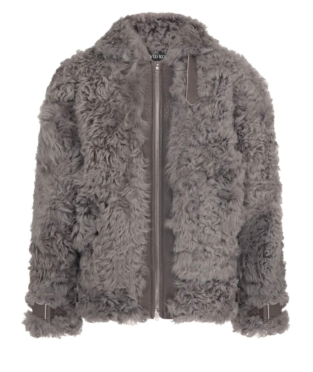 DAVID KOMA Серая кожаная дубленка, фото 1