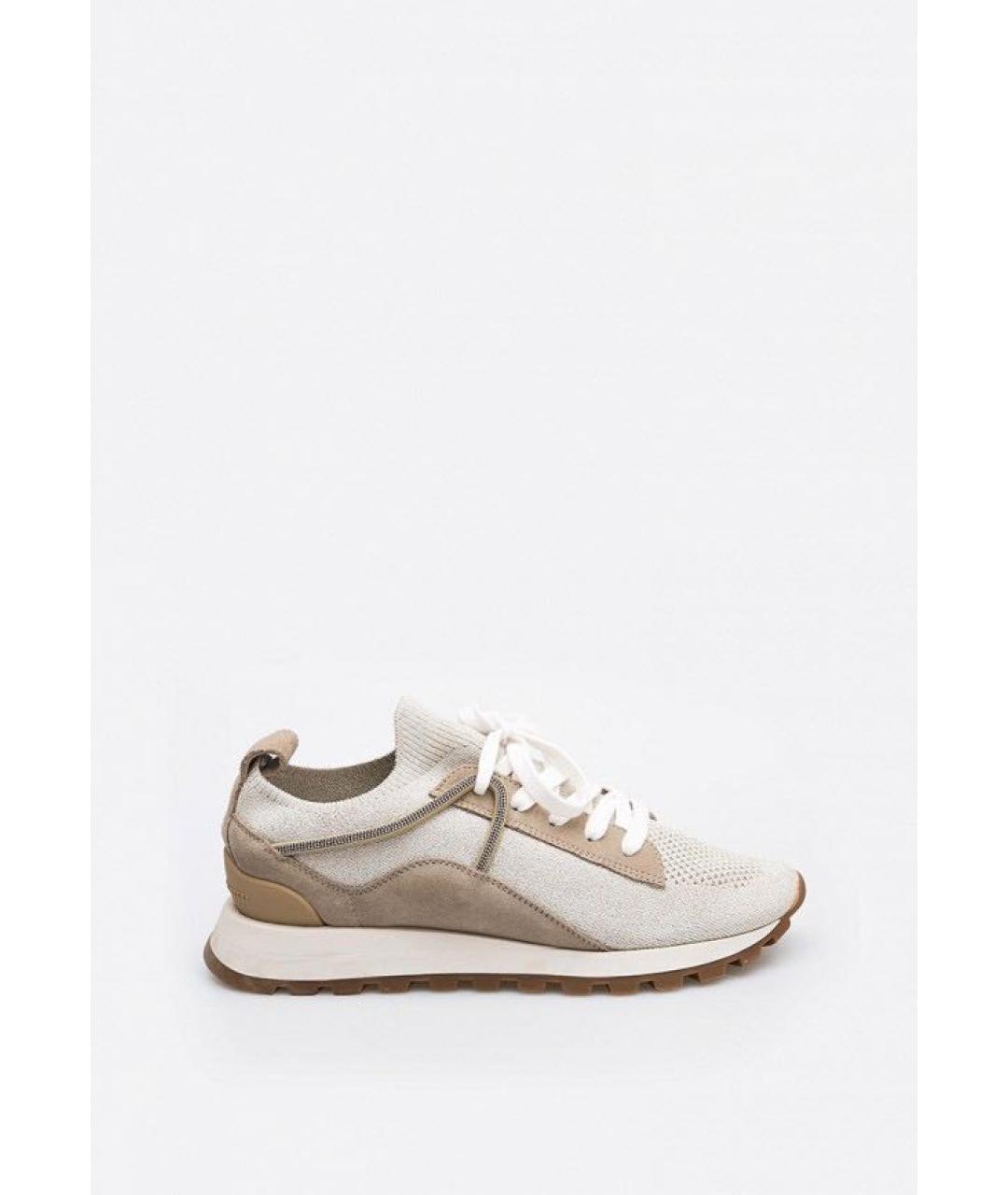 BRUNELLO CUCINELLI Бежевые текстильные кроссовки, фото 8