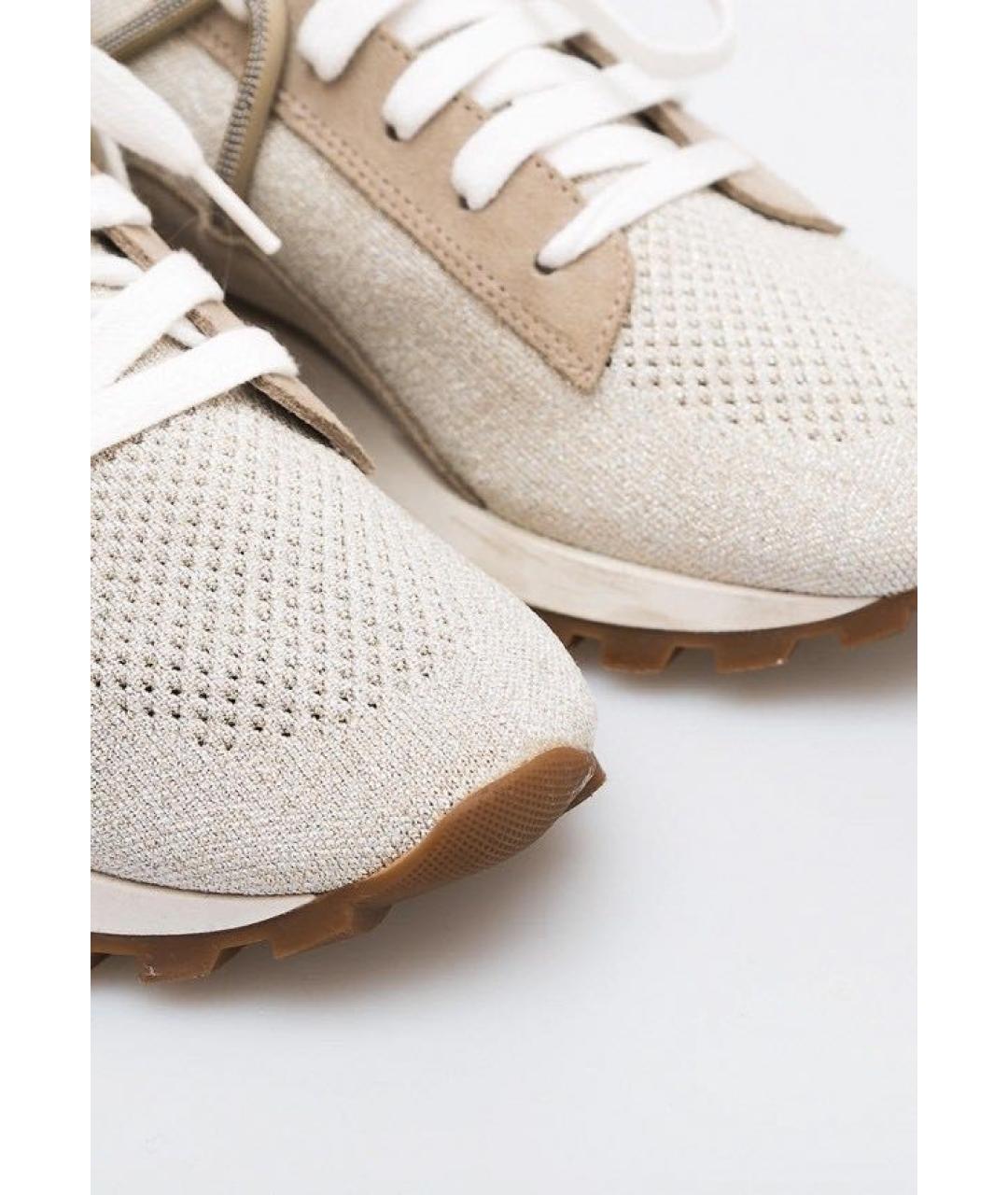 BRUNELLO CUCINELLI Бежевые текстильные кроссовки, фото 5