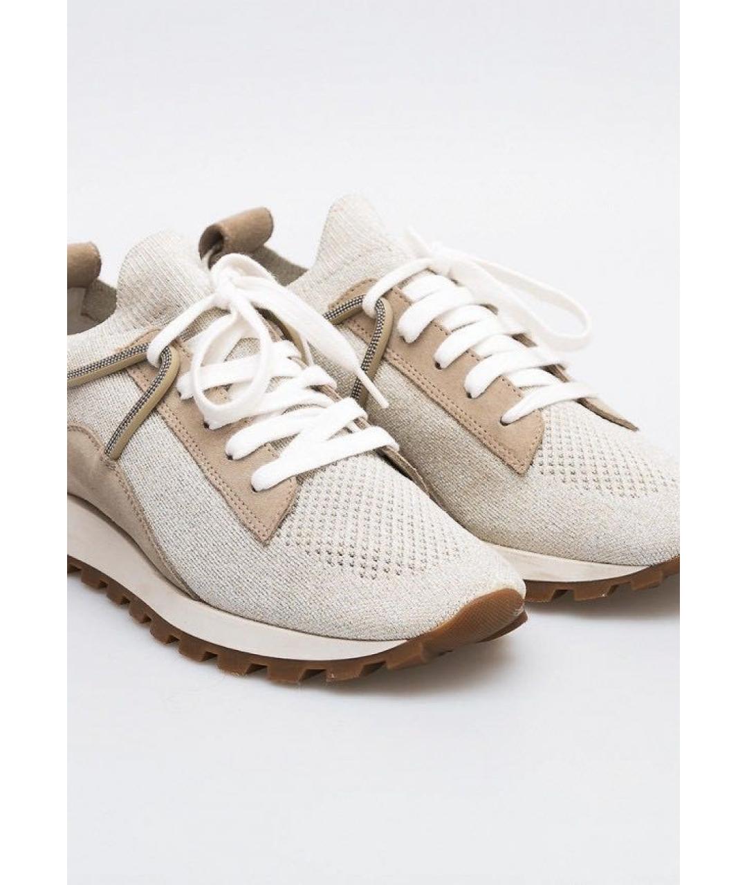 BRUNELLO CUCINELLI Бежевые текстильные кроссовки, фото 6